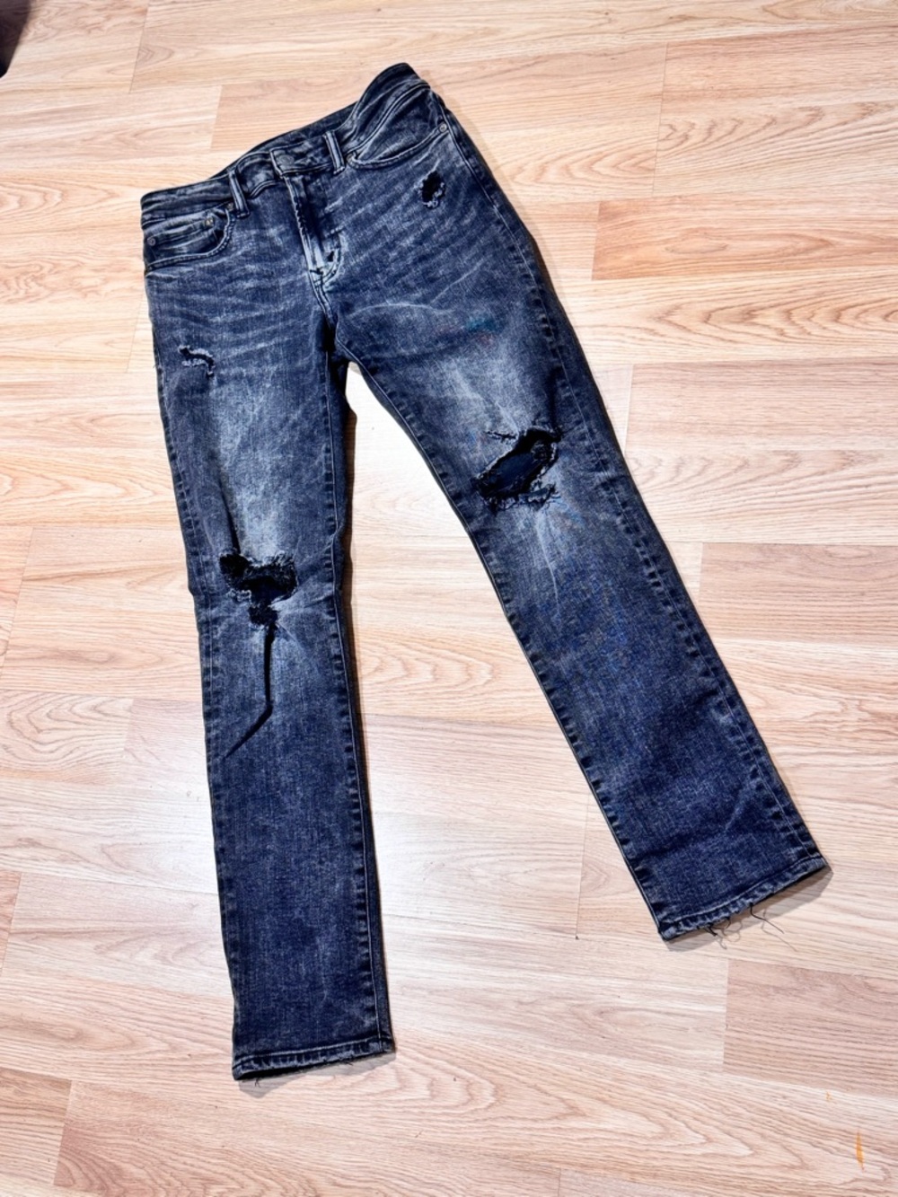 American Eagle | Men's Black Distressed Slim Fit Jeans